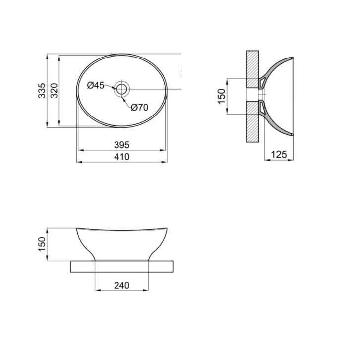 Раковина-чаша Qtap Dove 410х335х145 Matt black QT063078MBMBN