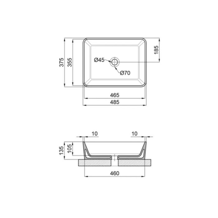 Раковина-чаша Qtap Tern 475х370х140 Matt black QT172074MBMBN