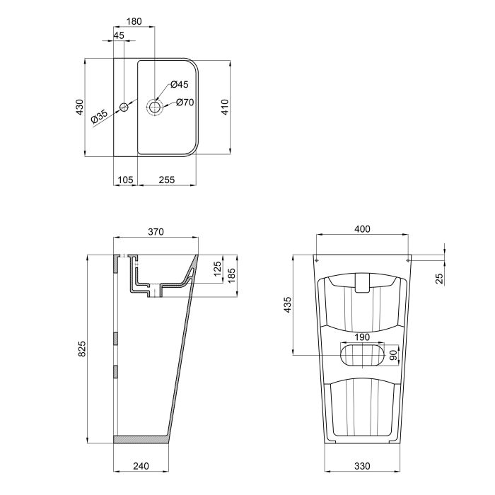 Раковина для підлоги моноблок Qtap Tern 440х380х830mm White QT1711G302WN