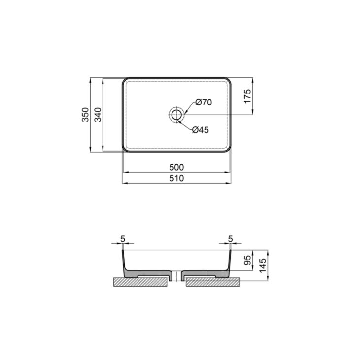 Раковина-чаша Qtap Tern 500х350х145 Matt black QT1711A055MBN