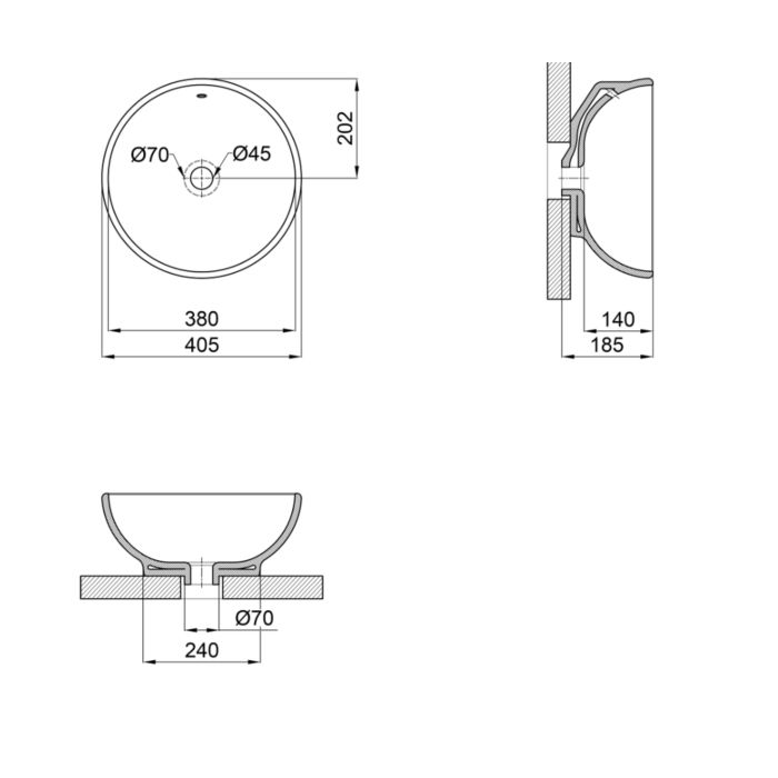 Раковина-чаша Qtap Robin 410х410х180 White QT1311A004WN