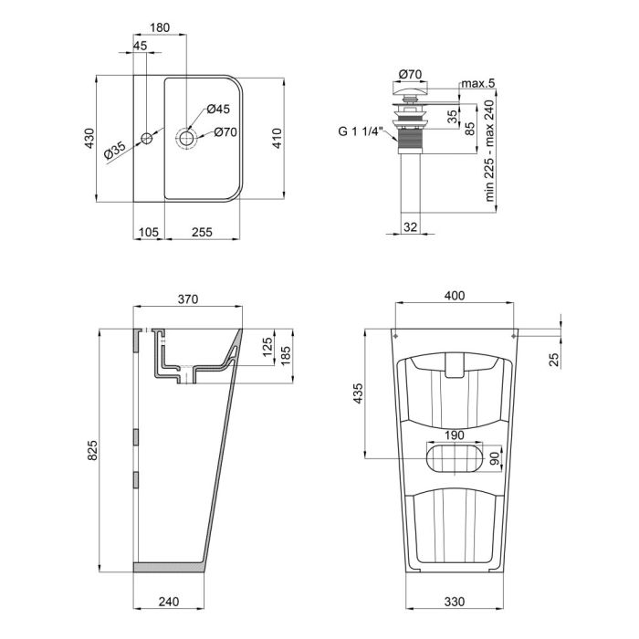 Комплект Qtap Tern: Раковина напольна моноблок 440х380х830 мм White + Донний клапан PU02O