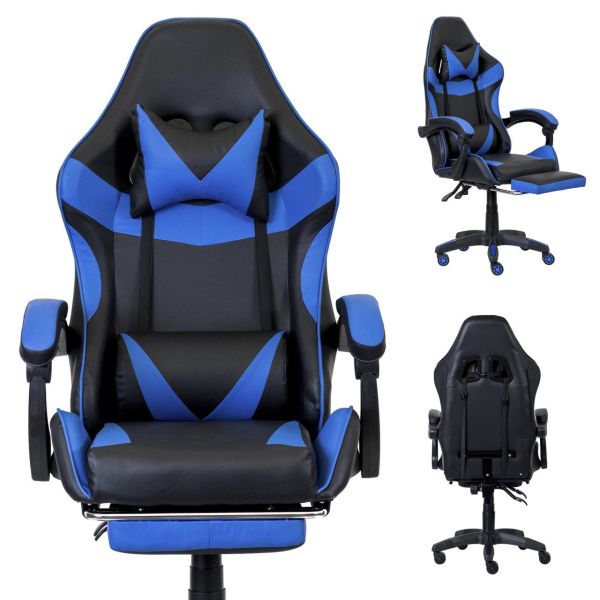 Компьютерное кресло PRESTIGE Черно-синий, Prestige, экокожа