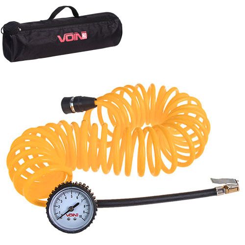 Шланг воздушный "VOIN" VP-104 спиральный 7,5м с манометром/дефлятор/сумка