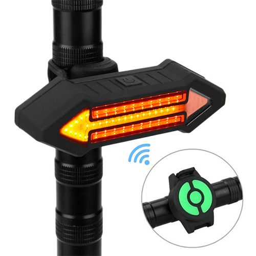 Велосипедный фонарь X4 "STOP" с указанием поворотов (красный + желтый), ЗУ micro USB, встроенный аккумулятор