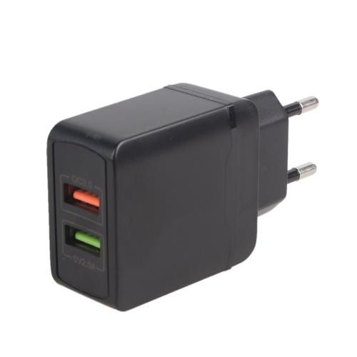 Мережевий зарядний пристрій PULSO 28W, 2 USB, QC3.0 (Port 1-5V*3A/9V*2A/12V*1.5A. Port 2-5V2A)