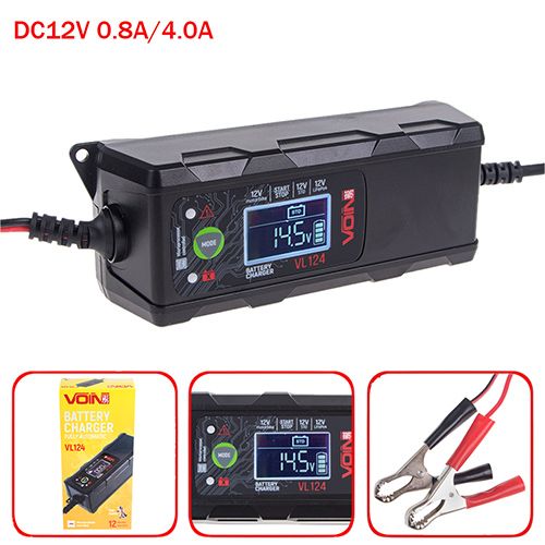 Зарядний пристрій VOIN VL-124 12V/4A/3-120AHR/LCD/Iмпульсний