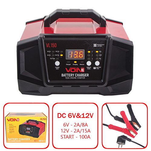 Пуско-зарядное устройство VOIN VL-150 6&12V/2A-8A-15A/Start-100A/8-180AHR/LCD инд.