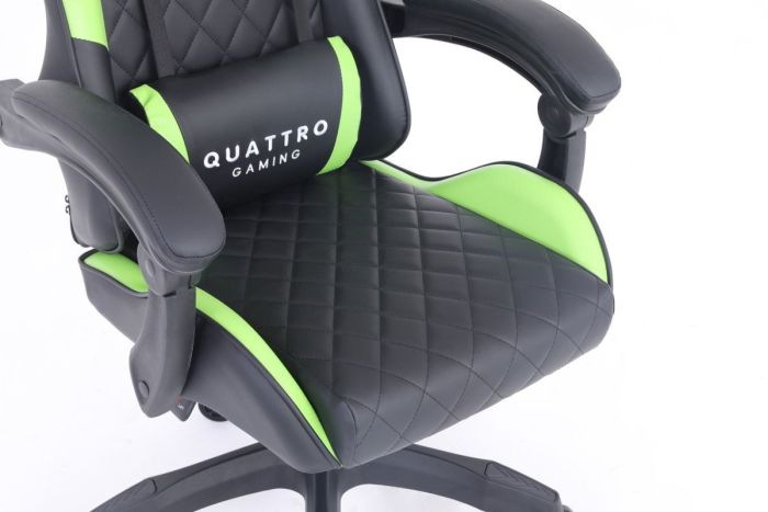 Комп‘ютерне крісло із карбоновими вставками CARBON Quattro Gaming Чорно-зелений, Zenga  екокожа