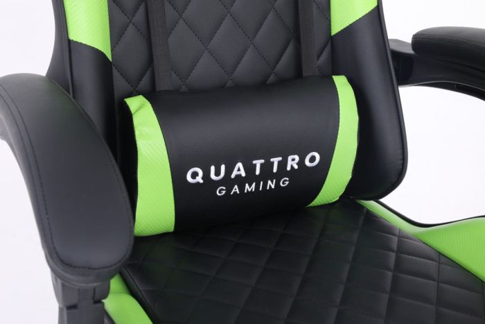 Комп‘ютерне крісло із карбоновими вставками CARBON Quattro Gaming Чорно-зелений, Zenga  екокожа