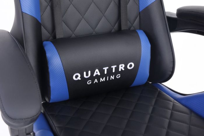 Комп‘ютерне крісло із карбоновими вставками CARBON Quattro Gaming Чорно-синій, Zenga  екокожа