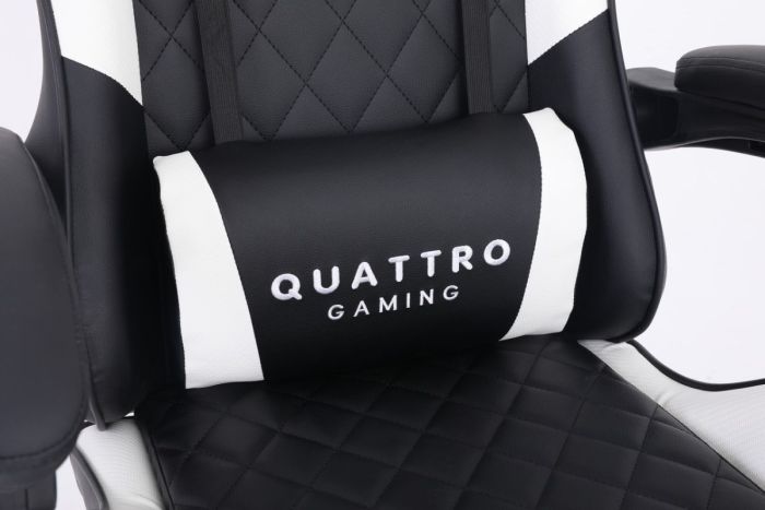 Комп‘ютерне крісло із карбоновими вставками CARBON Quattro Gaming Чорно-білий, Zenga  екокожа