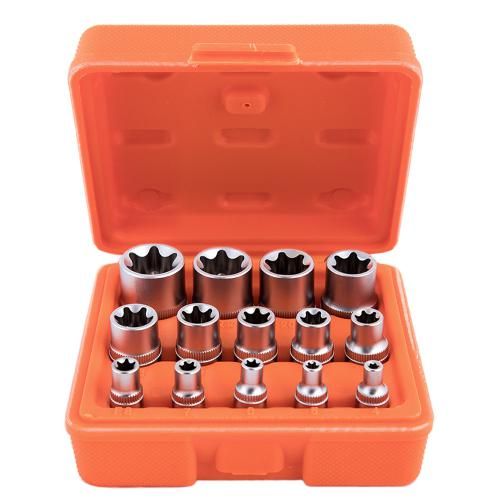 Набір торц головок зовнішній торкс 1/4"-3/8"-1/2"DR, Е4-Е24, 14 предм Alloid