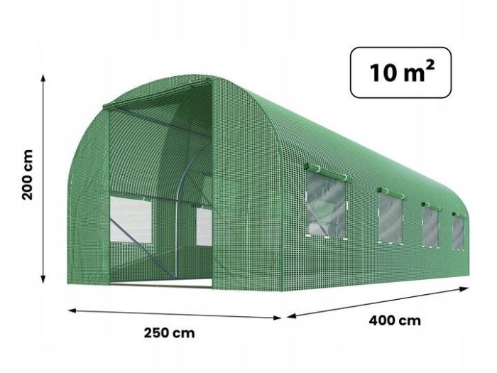 Теплиця PLONOS (профіль 25 мм, 2 входи) 4х2,5х2 м 10 м² Зелений