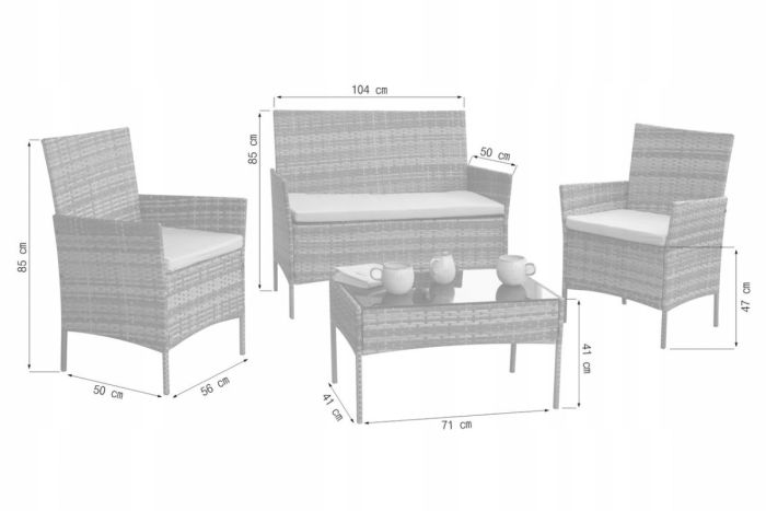 Комплект садових меблів IdealGarden SFS010 Сірий