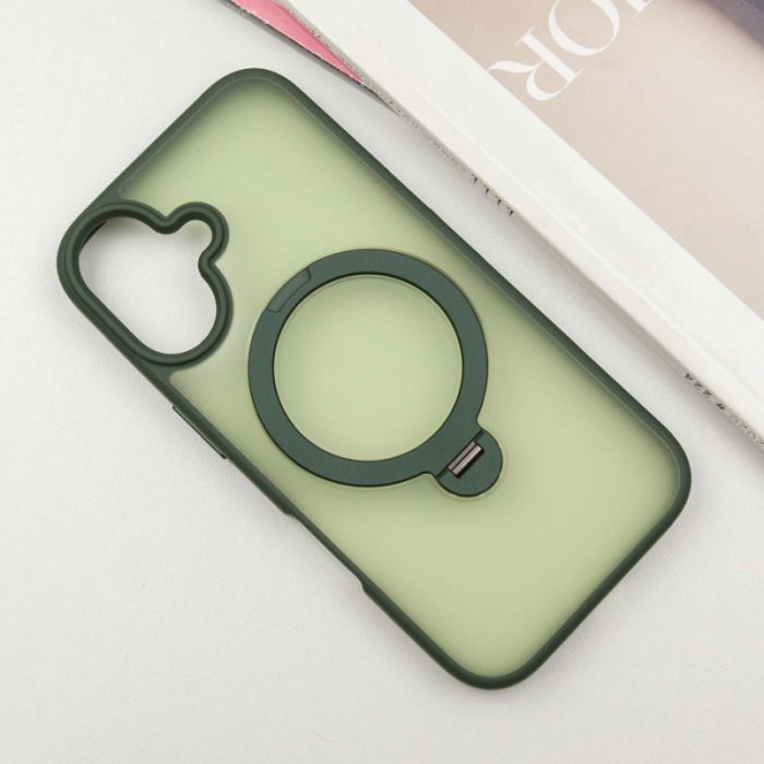 TPU+PC чохол Metal Buttons with MagSafe Colorful HQ Ring для Apple iPhone 16 (6.1")