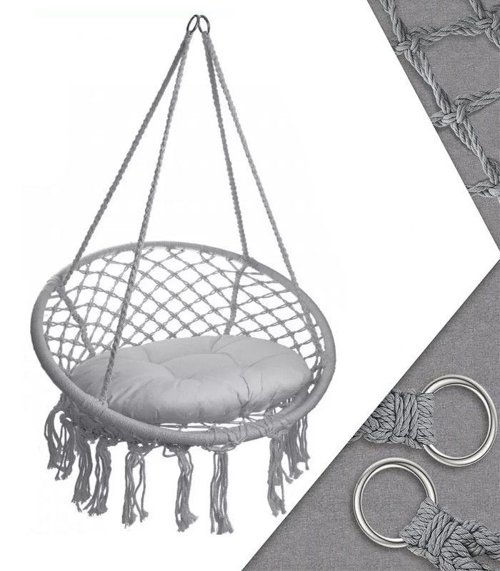 Підвісне крісло-гойдалка з подушкою Ecarla KR33SZ Сірий