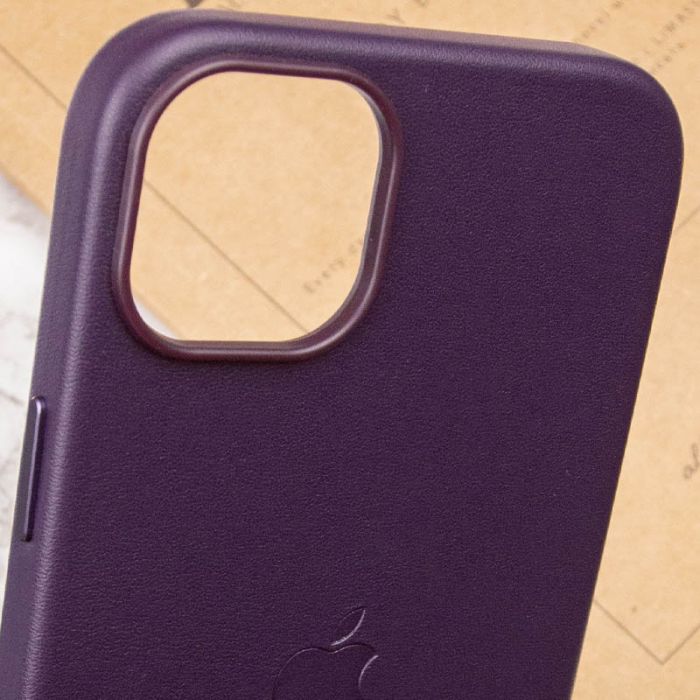 Кожаный чехол Leather Case (AAA) with MagSafe для Apple iPhone 14 (6.1")
