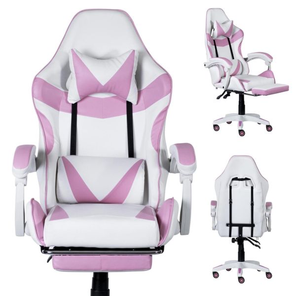 Компьютерное кресло PRESTIGE Бело-розовый, Prestige, экокожа