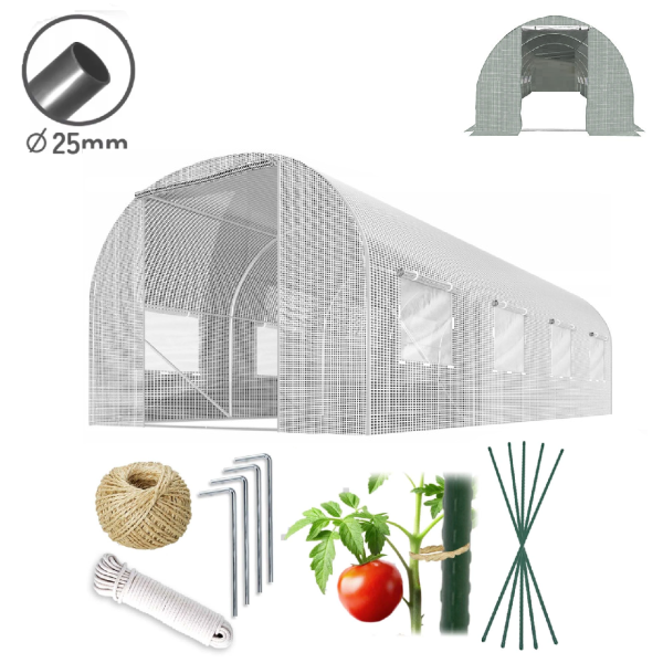 Теплиця - парник PLONOS (профіль 25 мм, 1 вхід) 4х2,5х2 м 10 м Білий