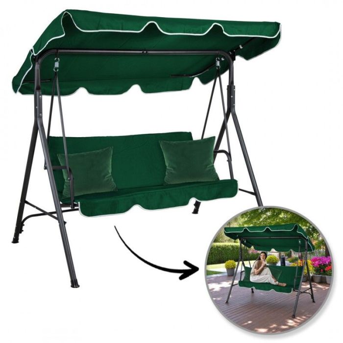 Садова гойдалка Ecarla H001 3-х місна Зелений