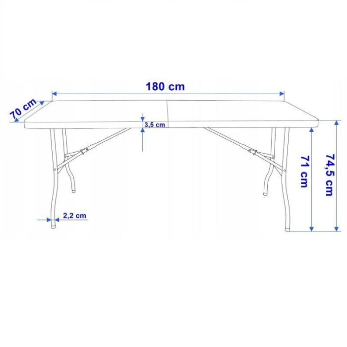 Садовий стіл розкладний Ecarla SC02 180 см | 180х70х74 см Білий