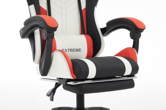 Комп‘ютерне крісло з підставкою для ніг EXTREME R1 Чорно-біло-червоний