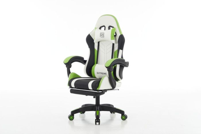 Комп‘ютерне крісло з підставкою для ніг EXTREME R1 Чорно-біло-зелений