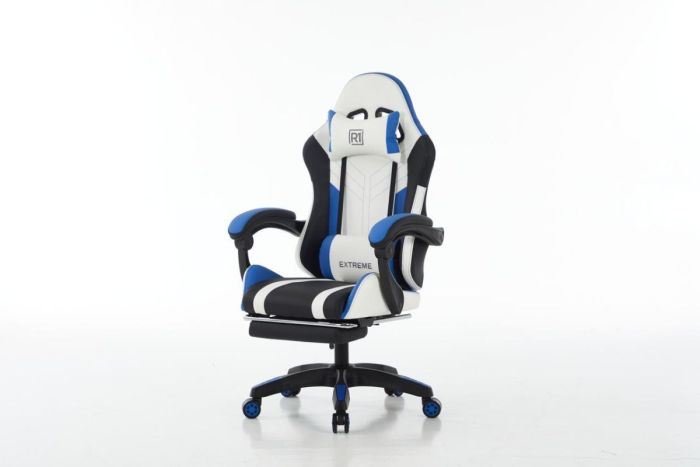 Комп‘ютерне крісло з підставкою для ніг EXTREME R1 Чорно-біло-синій