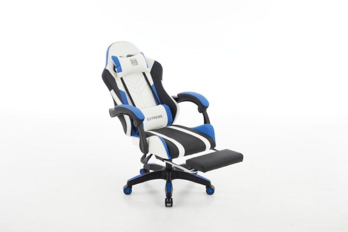 Комп‘ютерне крісло з підставкою для ніг EXTREME R1 Чорно-біло-синій