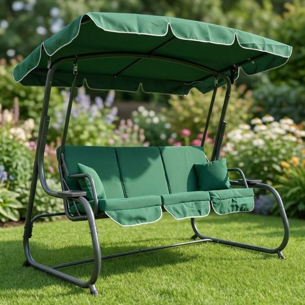 Садова гойдалка IdealGarden MAS-4026 3-х місна Зелений