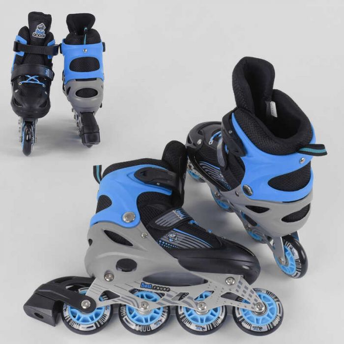 Ролики 20045-S Best Roller 30-33 розмір, Синій, 6 PVC колес, переднє світлове колесо, комплект з сумкою, d колеса - 6,5 см
