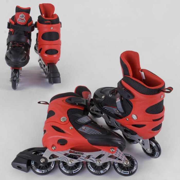Ролики 40082-S Best Roller у красному кольорі, розмір 30-33 з 6,5 см PVC колесами та переднім світлом. У комплекті з сумкою.