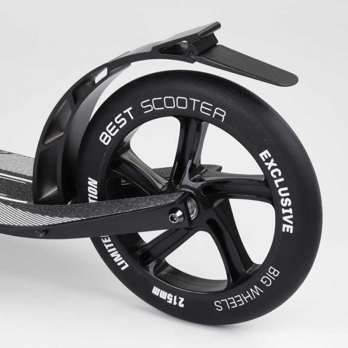 Скутер алюмінієвий "Best Scooter" 75186 з 2 колесами PU, переднім колесом діаметром 230 мм, заднім колесом діаметром 215 мм та 1 переднім амортизатором