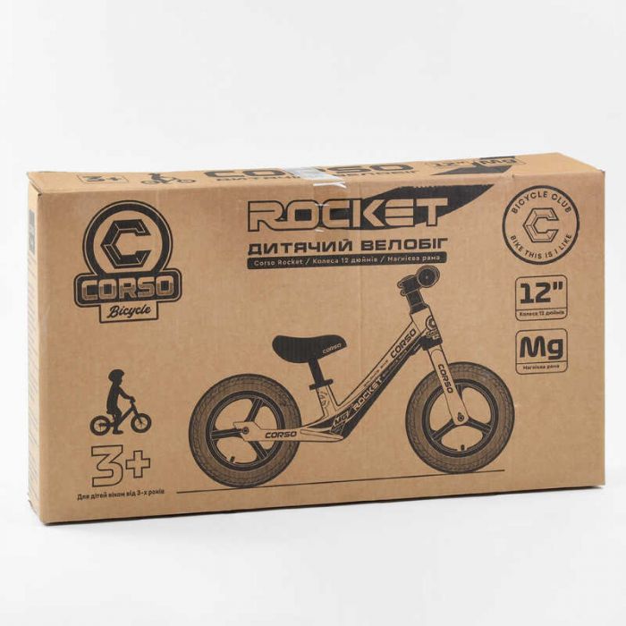 Велосипед Corso 91649 колесо 12" надувные, магниевая рама, магниевые диски, подножка, в коробке