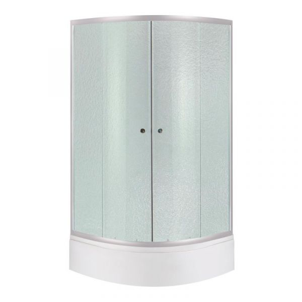 Душова кабіна Latwa SC80x80.SAT.MID.FR полукругла, скло Frost 4 мм + Душовий піддон KAPIELKA ST80x80x26, з панеллю Lidz
